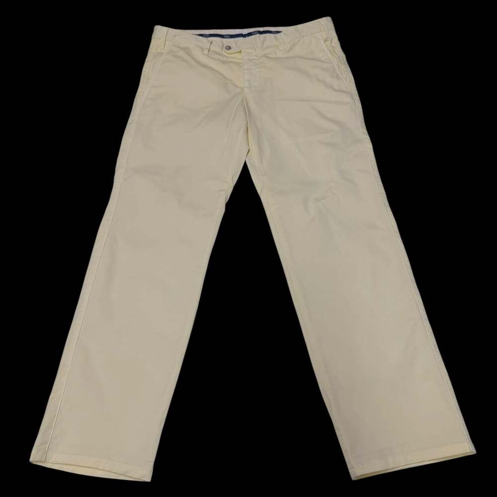 Fedeli Light Yellow Flat Front Chino Pants Made In Italy Size 48